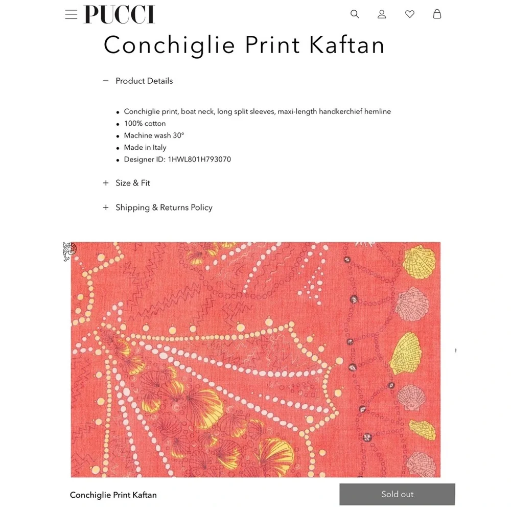 **SOLD** Emilio Pucci Kaftan, NWT, One Size - Picture 4 of 9